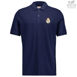 Homme OSDM Polos^Polo bleu pour hommes ECO Essentials Real Madrid Shield Colour