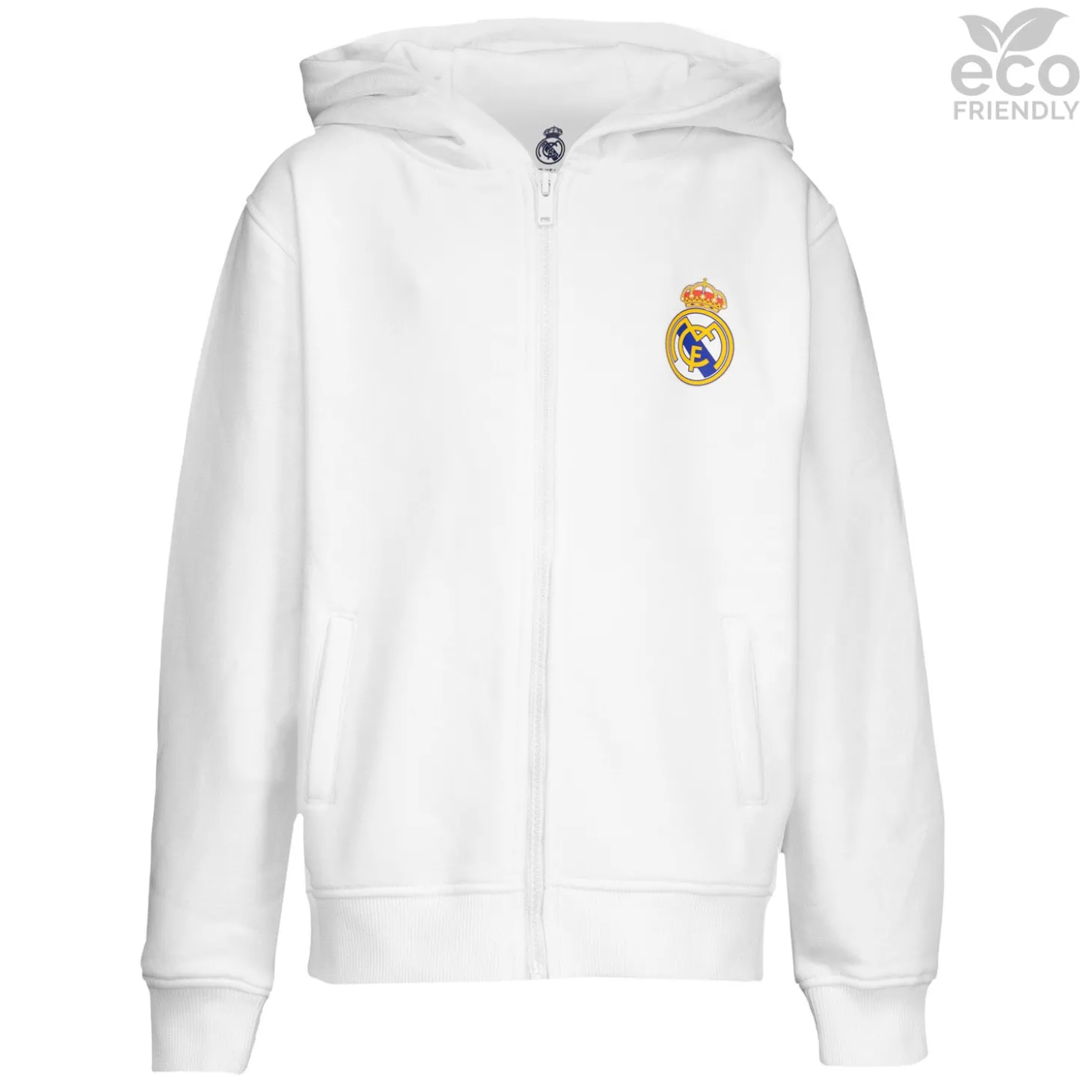 Enfant OSDM Sweats^Sweatshirt Hoodie Zipper Kids ECO Essentials Real Madrid Shield White