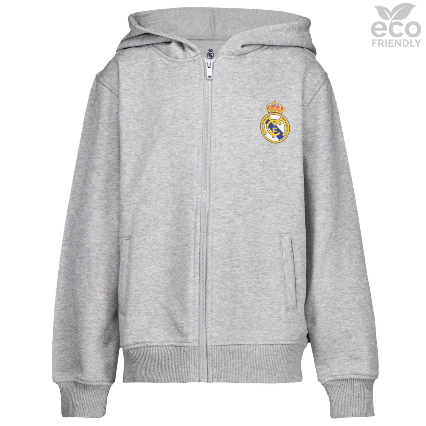 Enfant OSDM Sweats^Sweatshirt Hoodie Zipper Kids ECO Essentials Real Madrid Grey Shield